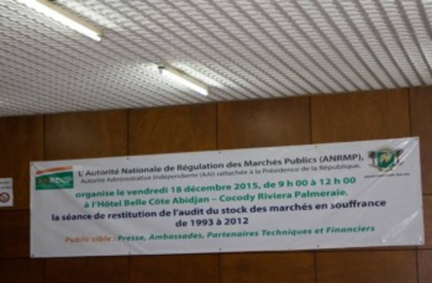Séance de restitution de l’audit du stock des marchés en souffrance de 1993 à 2012 – 18 décembre 2015