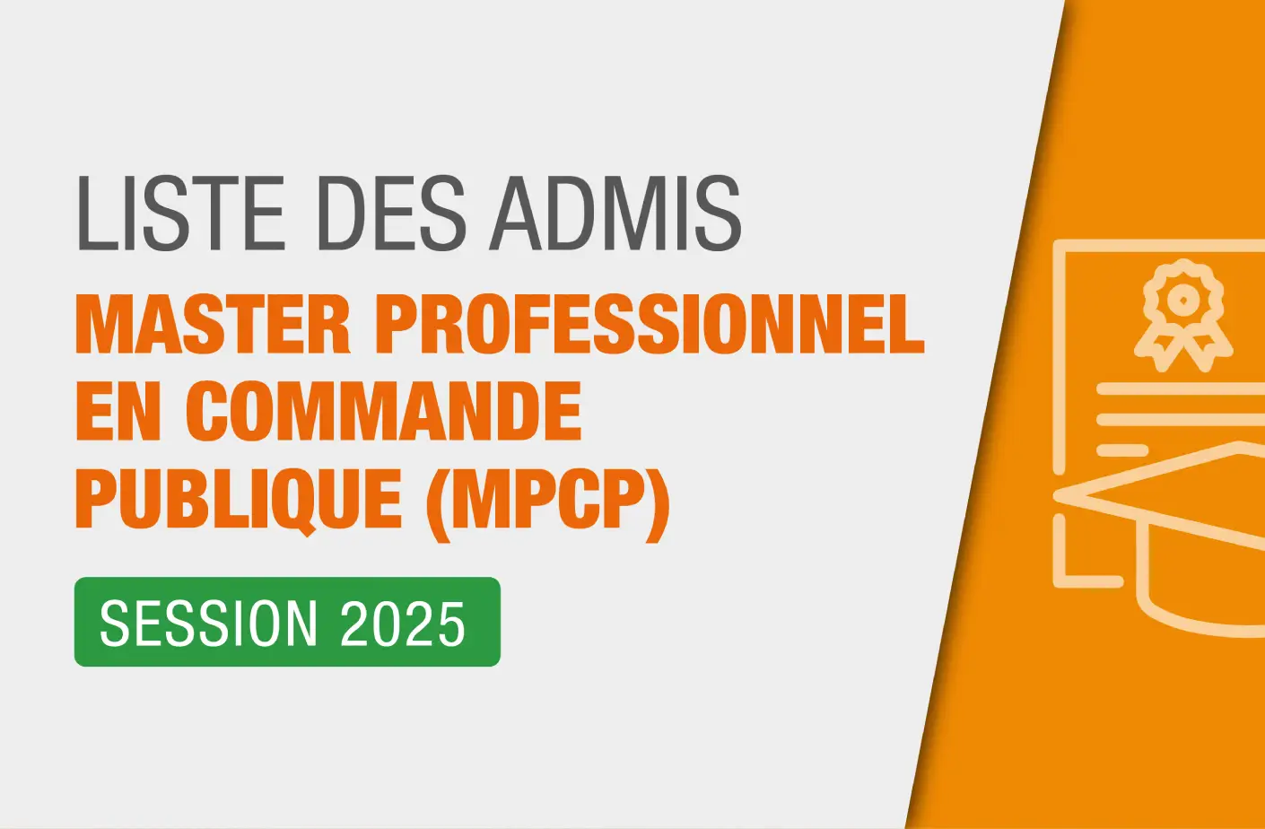 Liste des admis – Master professionnel en commande publique (MPCP)